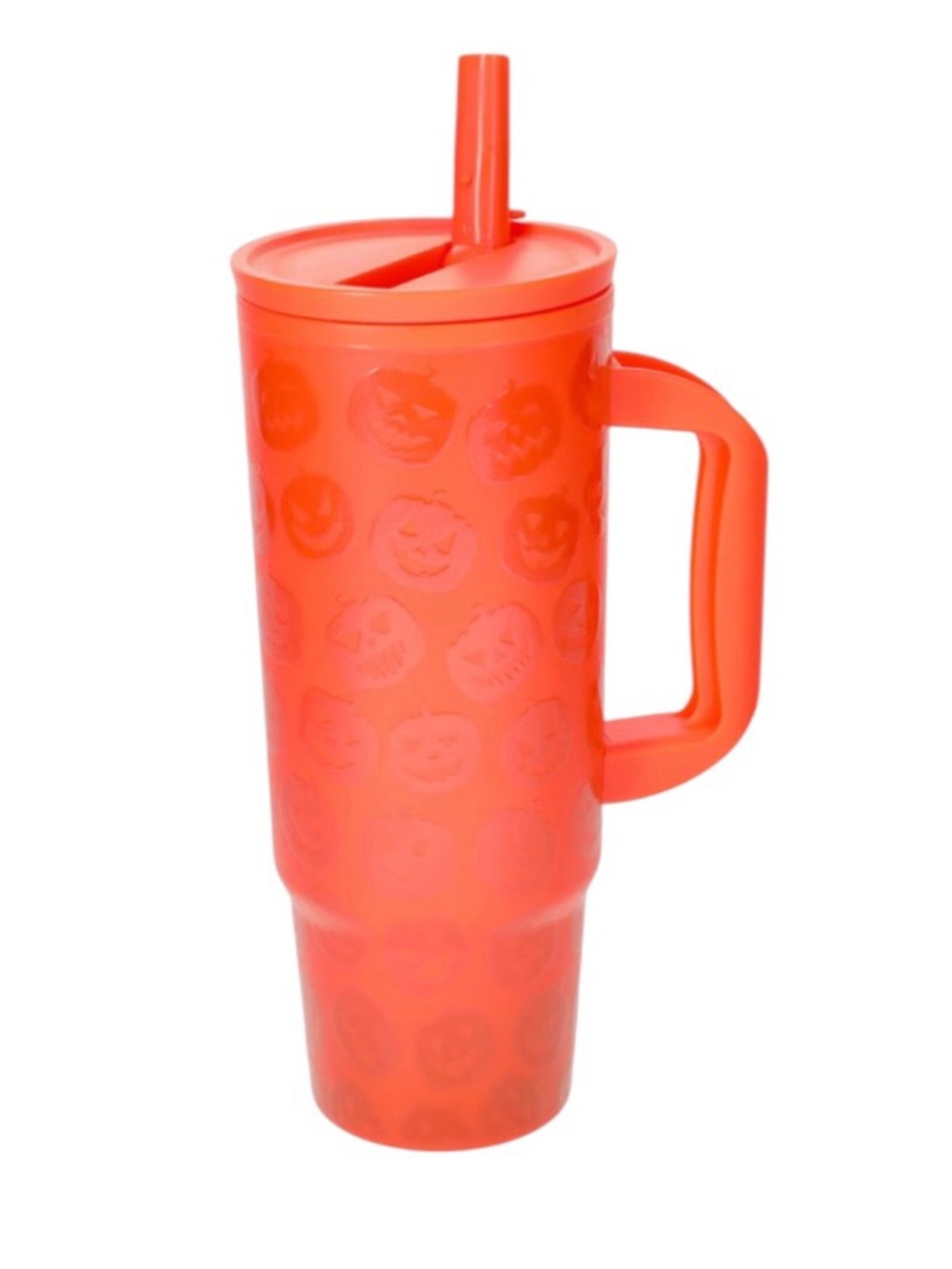 Halloween Theme Tumbler With Straw - Orange Jack o’ Lantern Pumpkin